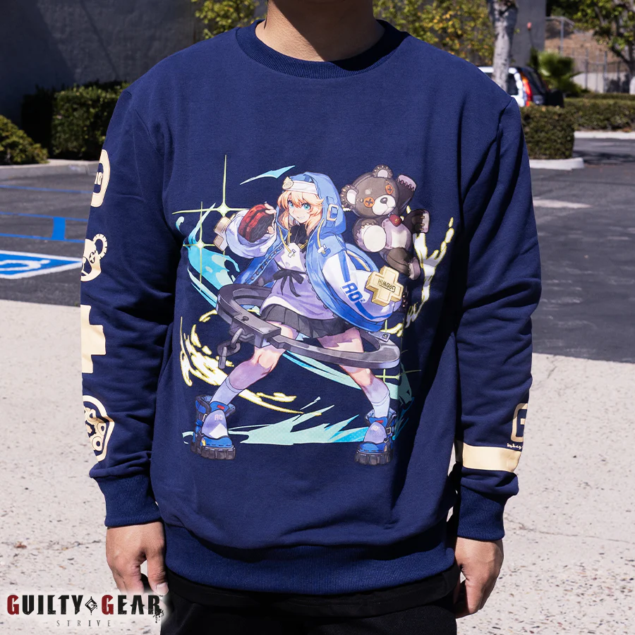 Guilty Gear -Strive- Bridget Premium Cotton/Spandex Crewneck Sweatshirt (Starlight Navy) - Image 5
